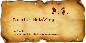 Mathisz Hetény névjegykártya